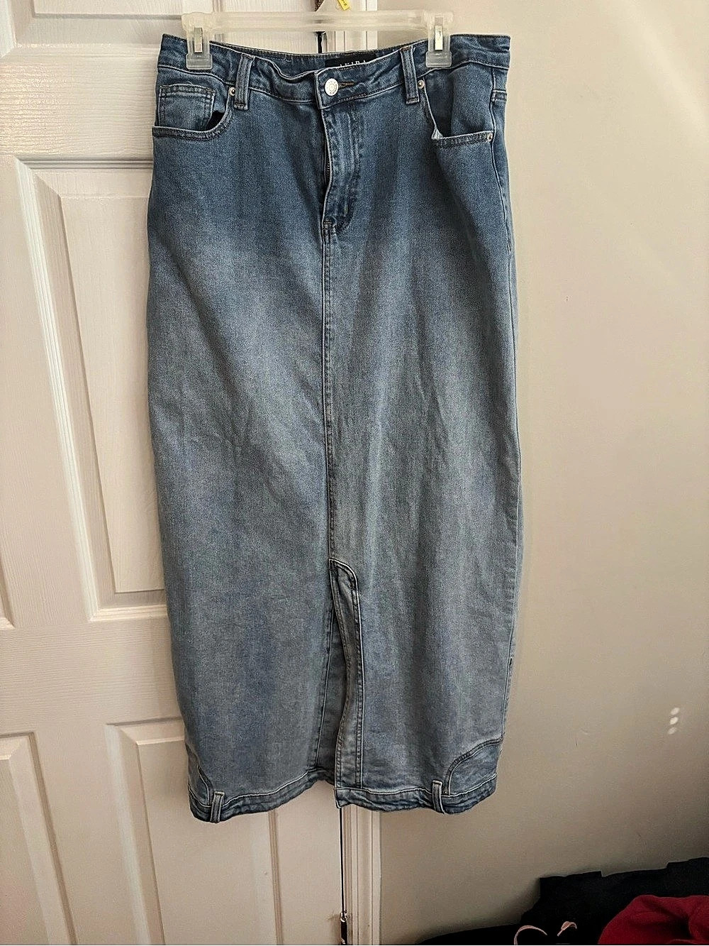 Akira Denim Midi Skirt in Blue